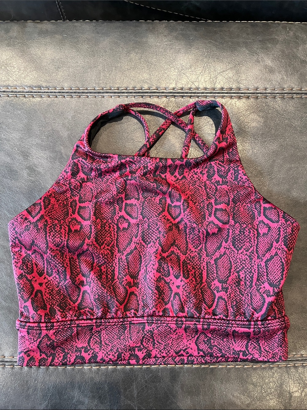 BuffBunny Maroon Snake Print Cropped Sports Tank